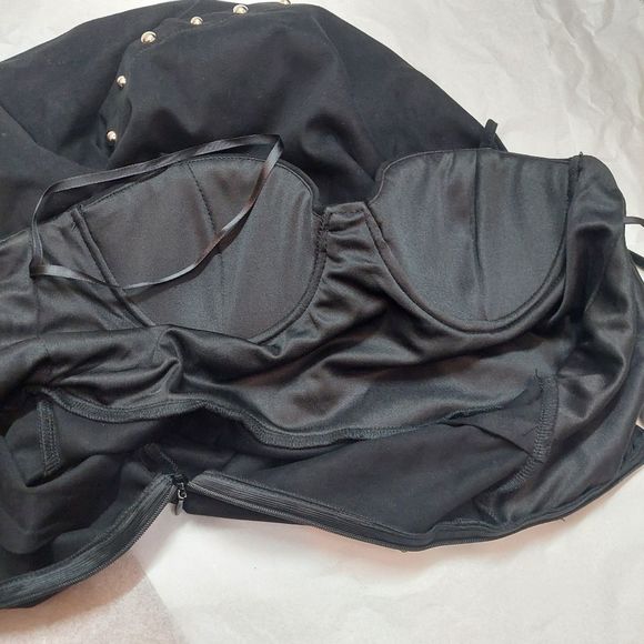 Forever 21 Black Faux Suede Bustier Style Bodycon Mini Dress w/Studs Small NWT - Picture 10 of 10